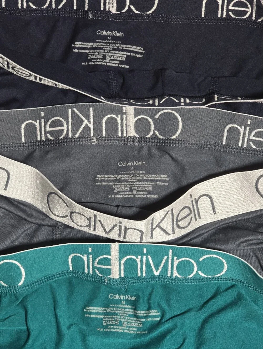 Calvin Klein Men's 3-Pack Boxer Briefs - Teal, Gray, Black - Medium